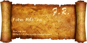 Fohn Róza névjegykártya